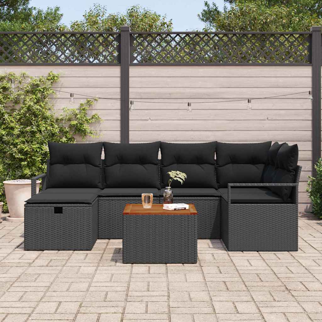 Set Divano da Giardino 7 pz Nero polyrattan | homemem39
