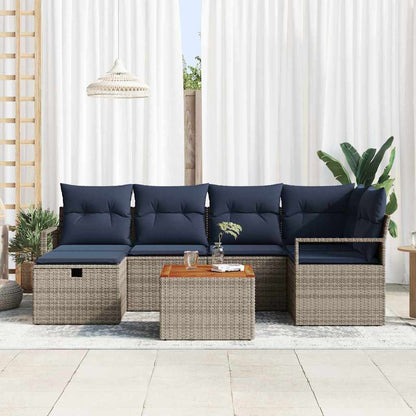 Set Divano da Giardino con cuscino 7 pcs Grigio polyrattan | homemem39