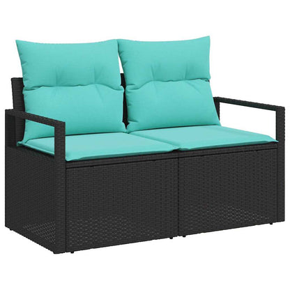 Set Divano da Giardino con cuscino 7 pcs Nero polyrattan | homemem39