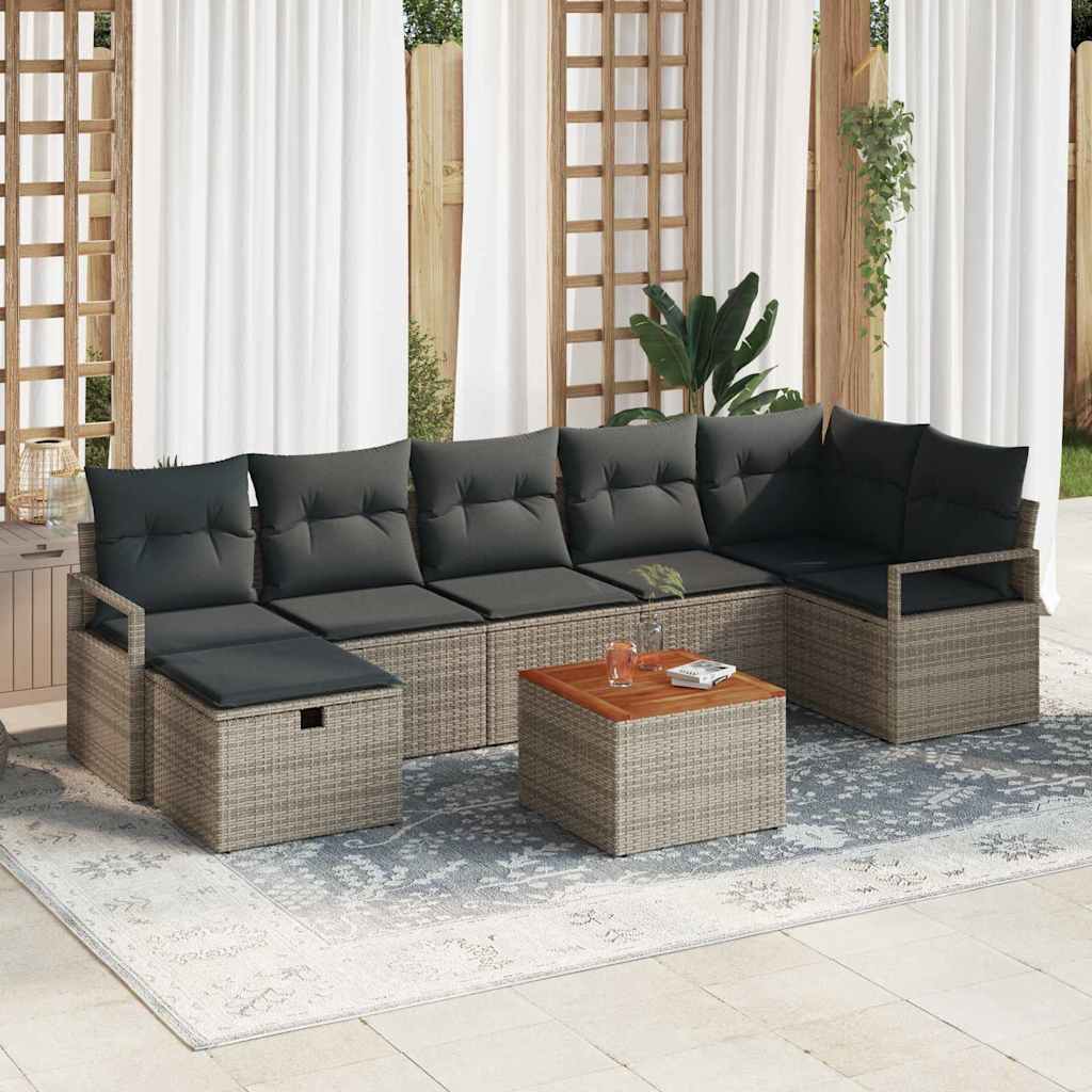Set Divano da Giardino 8 pz Grigio polyrattan | homemem39