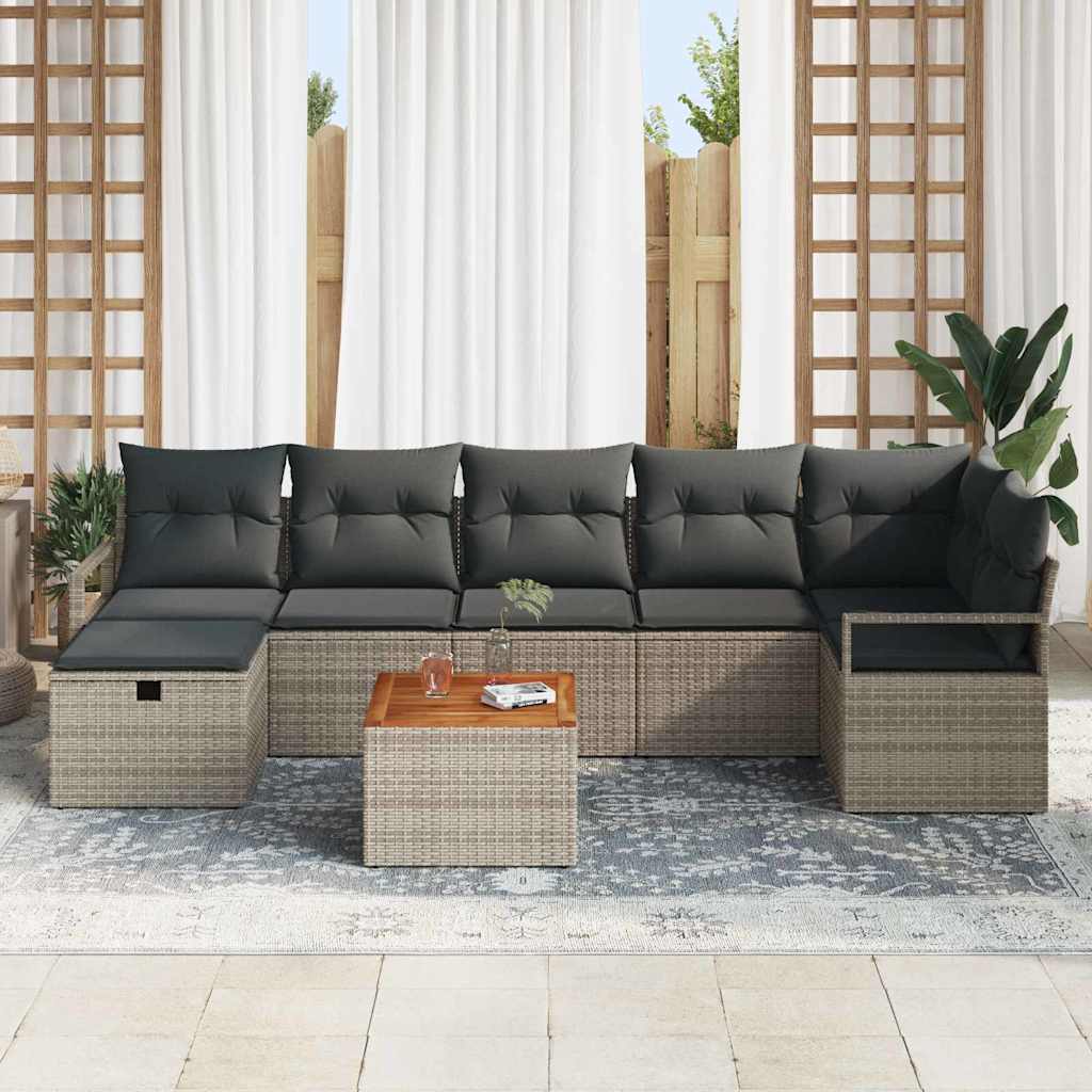 Set Divano da Giardino 8 pz Grigio polyrattan | homemem39