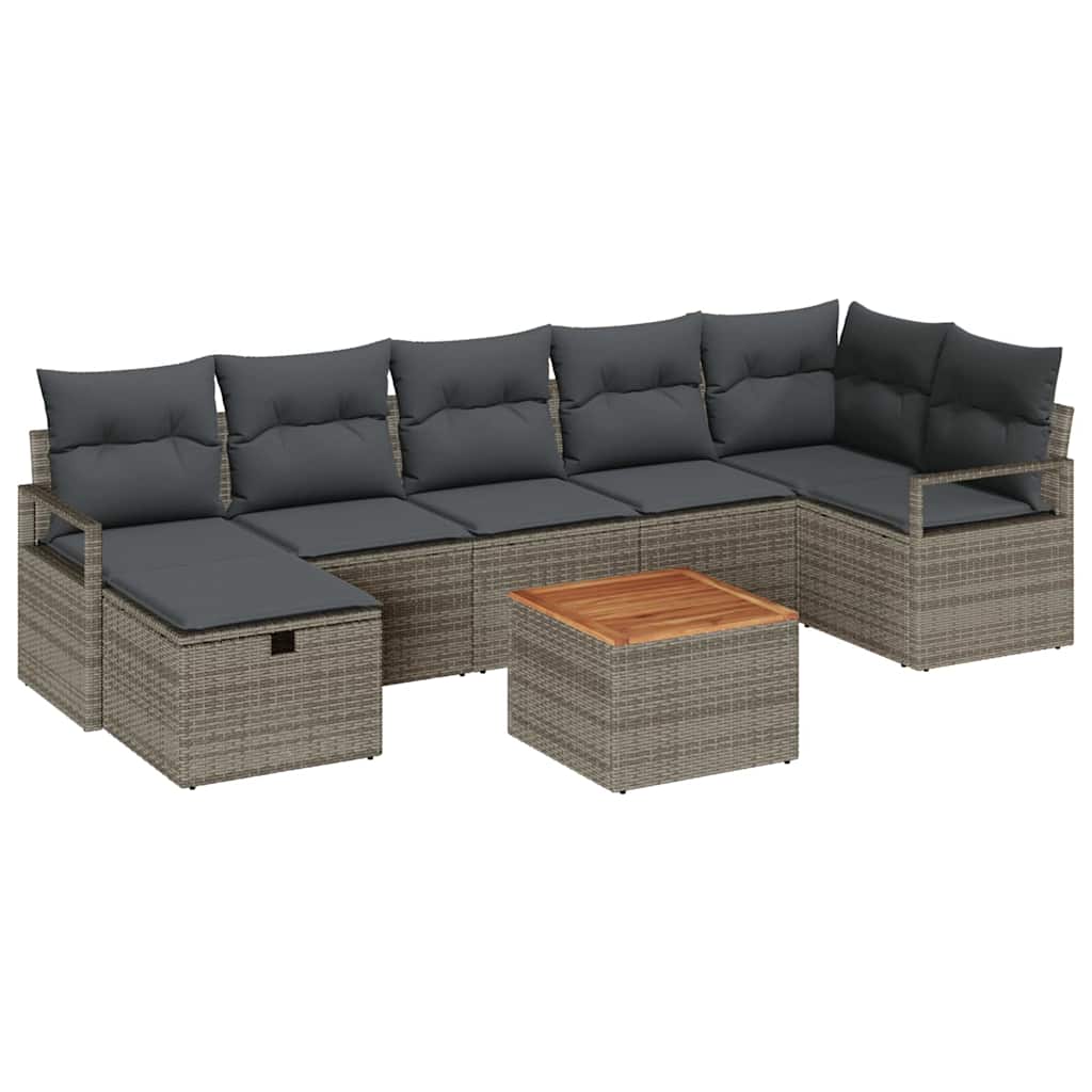 Set Divano da Giardino 8 pz Grigio polyrattan | homemem39