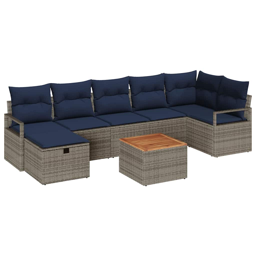 Set Divano da Giardino con cuscino 8 pcs Grigio polyrattan | homemem39