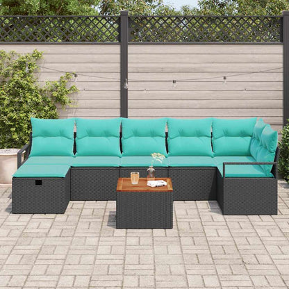 Set Divano da Giardino con cuscino 8 pcs Nero polyrattan | homemem39
