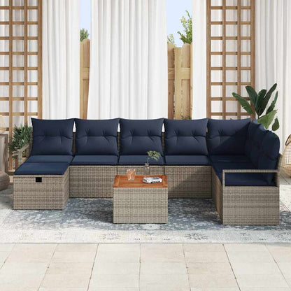 Set Divano da Giardino con cuscino 9 pcs Grigio polyrattan | homemem39