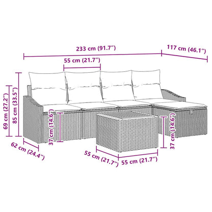 Set Divano da Giardino con cuscino 6 pcs Nero polyrattan | homemem39