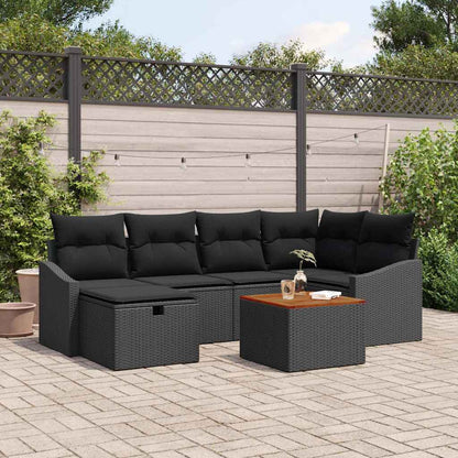 Set Divano da Giardino 7 pz Nero polyrattan | homemem39