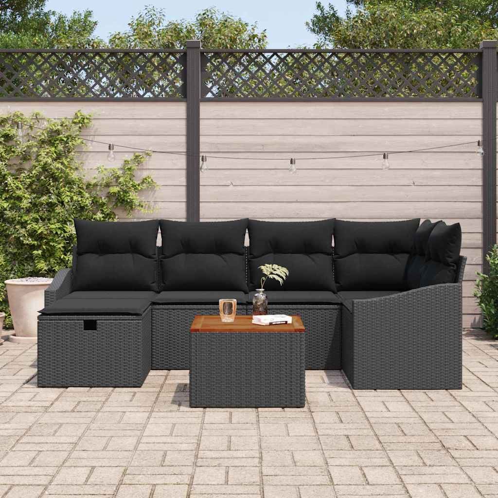 Set Divano da Giardino 7 pz Nero polyrattan | homemem39