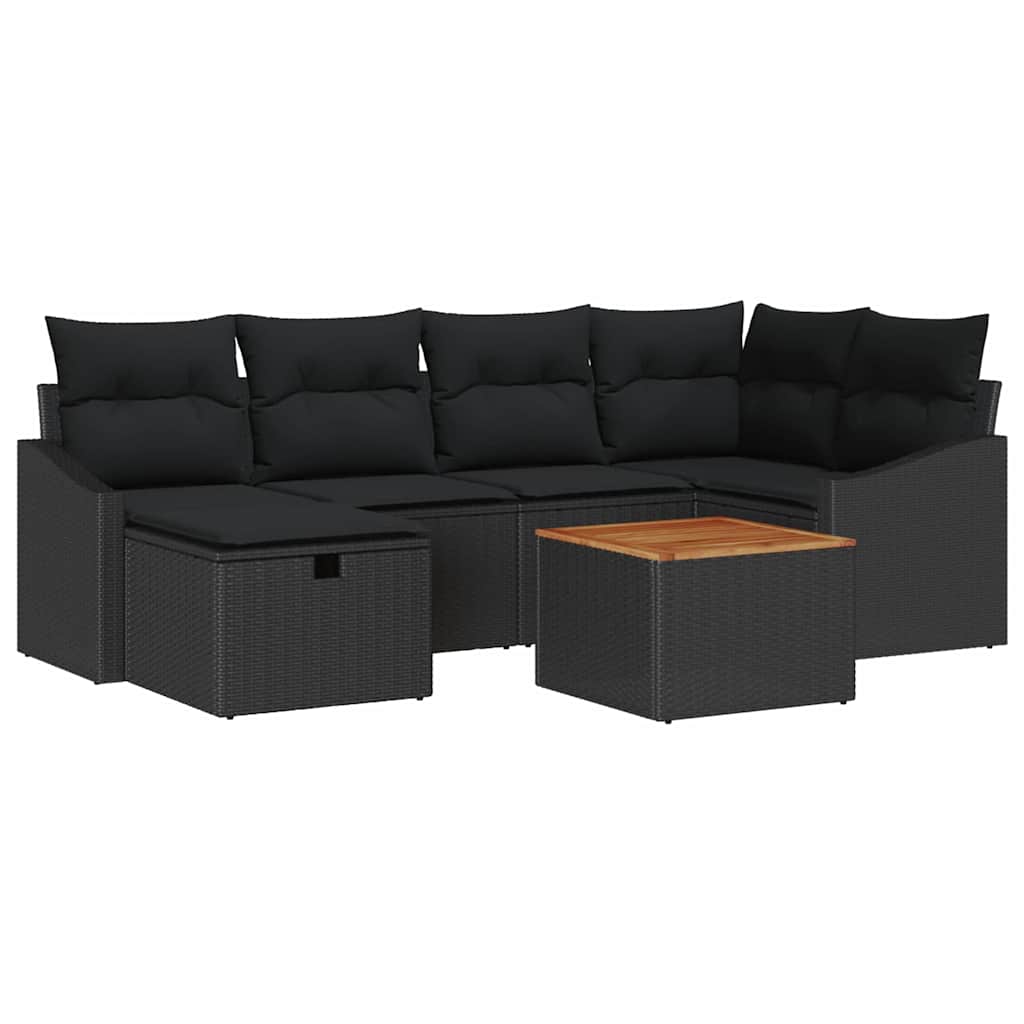Set Divano da Giardino 7 pz Nero polyrattan | homemem39