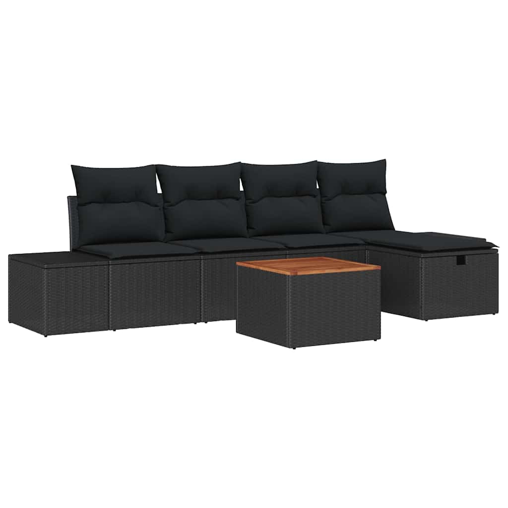 Set Divano da Giardino 6 pz Nero polyrattan | homemem39