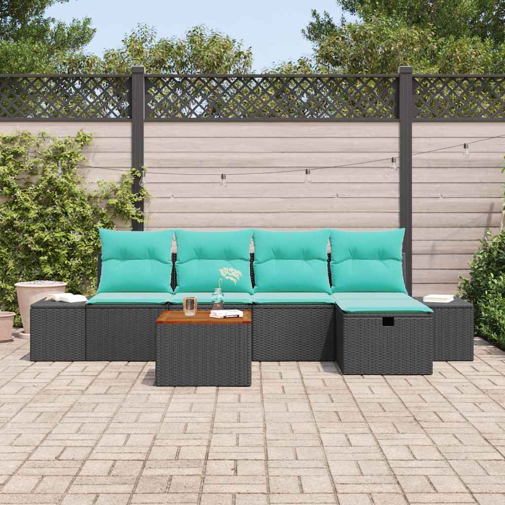 Set Divano da Giardino 6 pz Nero polyrattan | homemem39