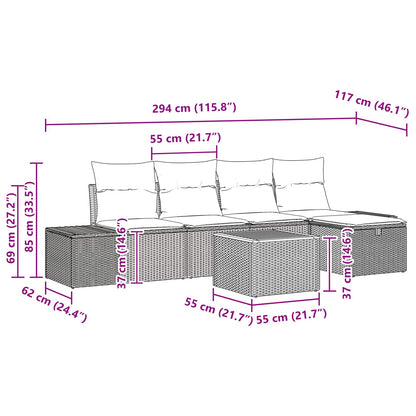 Set Divano da Giardino 6 pz Nero polyrattan | homemem39