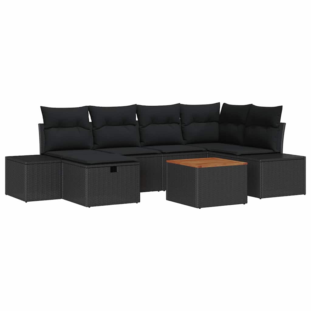Set Divano da Giardino 7 pz Nero polyrattan | homemem39