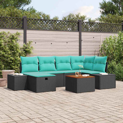 Set Divano da Giardino 7 pz Nero polyrattan | homemem39