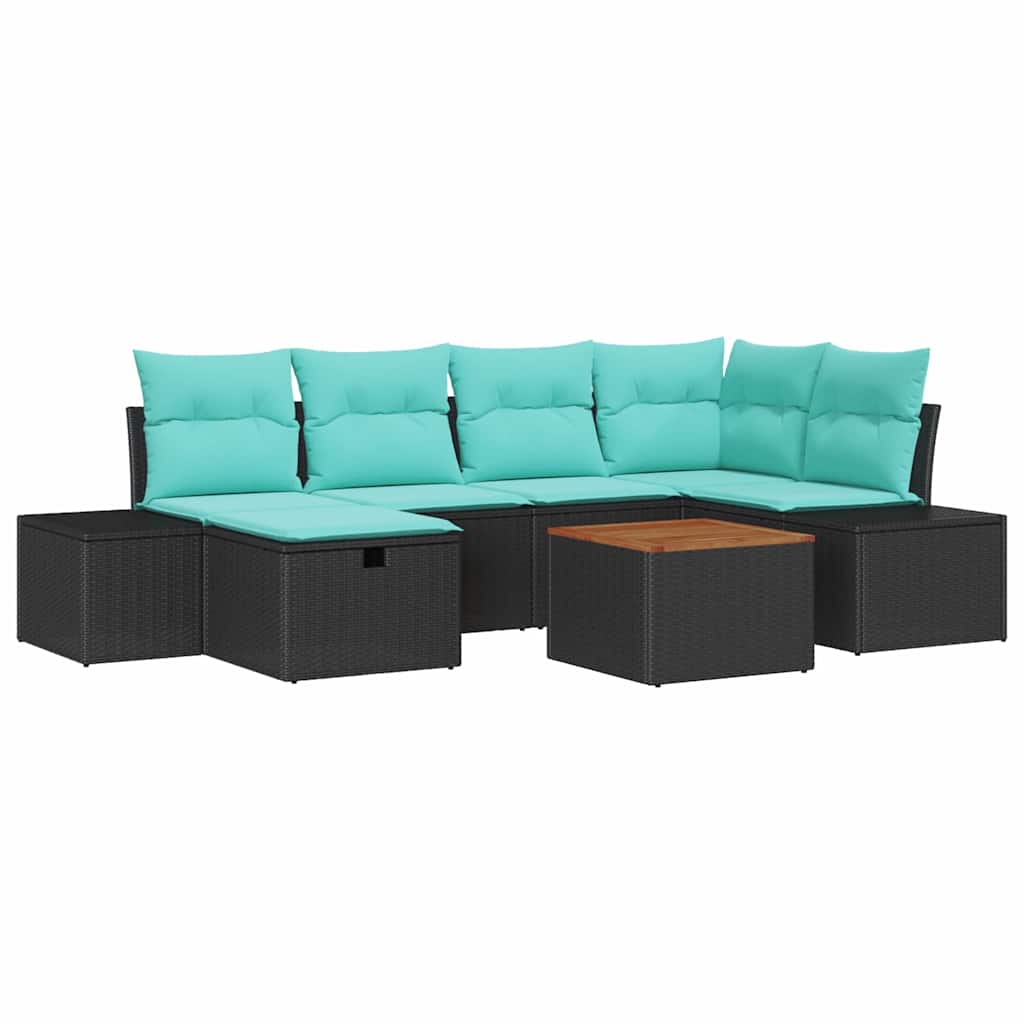 Set Divano da Giardino 7 pz Nero polyrattan | homemem39