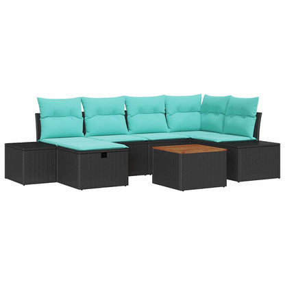 Set Divano da Giardino 7 pz Nero polyrattan | homemem39