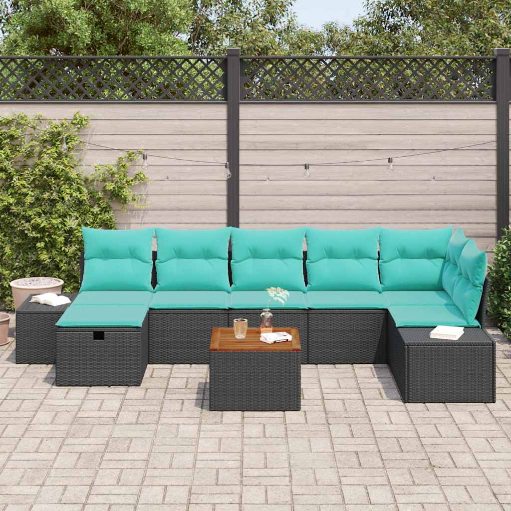 Set Divano da Giardino 8 pz Nero polyrattan | homemem39