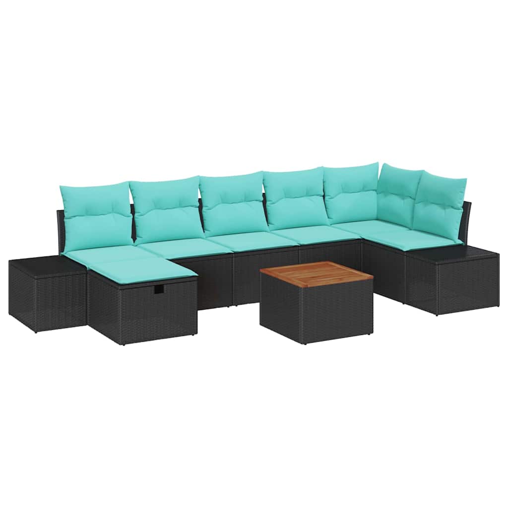 Set Divano da Giardino 8 pz Nero polyrattan | homemem39