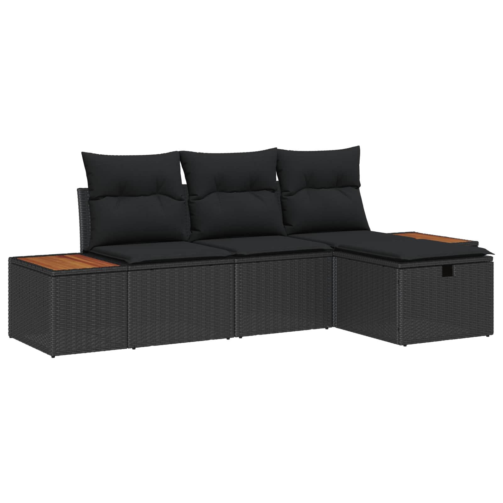 Set Divano da Giardino 4 pz Nero polyrattan | homemem39
