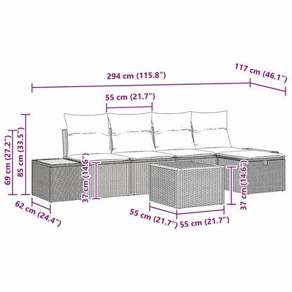 Set Divano da Giardino 6 pz Nero polyrattan | homemem39