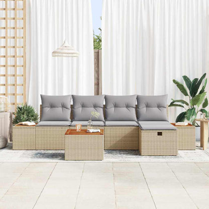 Set Divano da Giardino con cuscino 6 pcs Beige Poly Rattan - homemem39