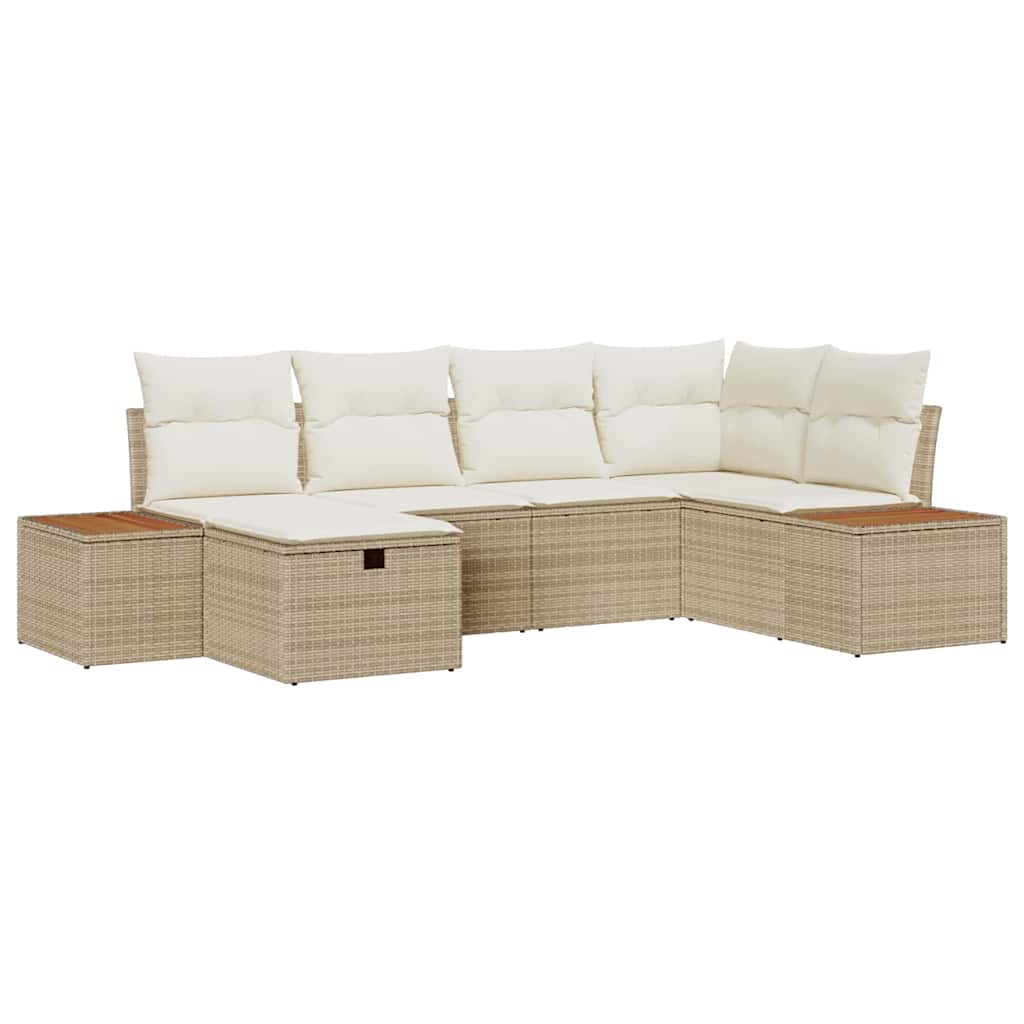 Set Divano da Giardino con cuscino 6 pcs Beige polyrattan - homemem39