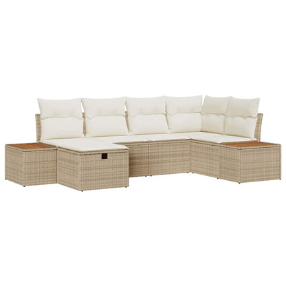 Set Divano da Giardino con cuscino 6 pcs Beige polyrattan - homemem39