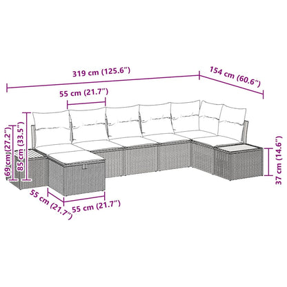 Set Divano da Giardino con cuscino 8 pcs Nero polyrattan | homemem39