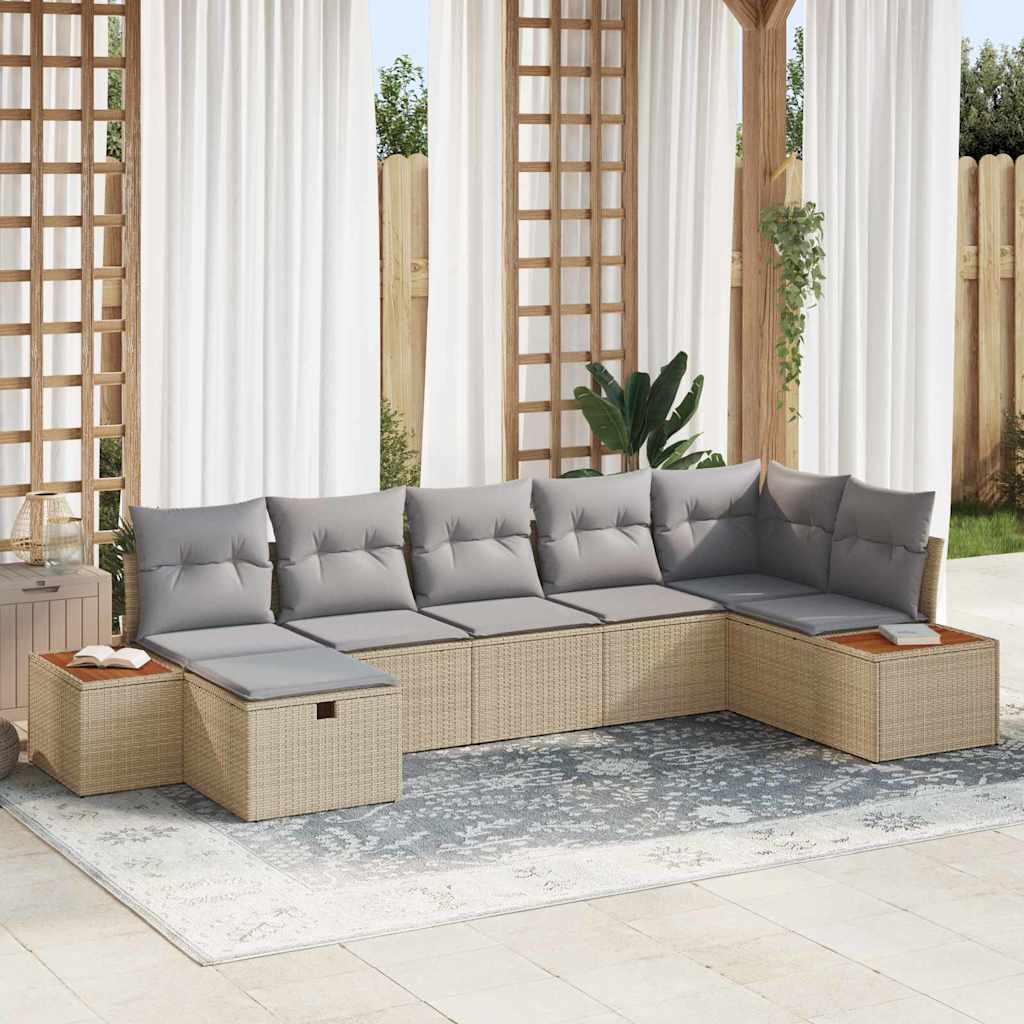 Set Divano da Giardino con cuscino Beige polyrattan - homemem39
