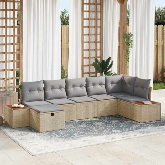Set Divano da Giardino con cuscino Beige polyrattan - homemem39