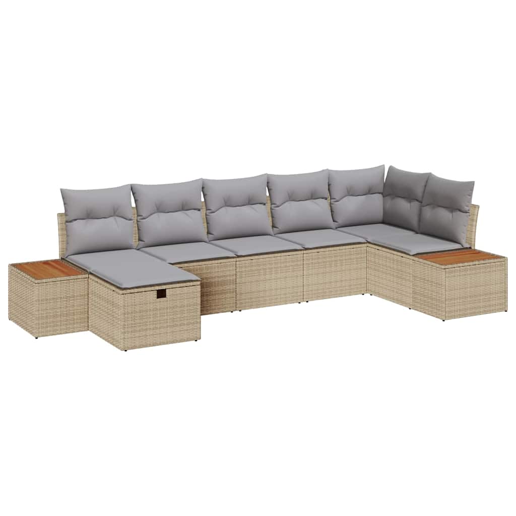 Set Divano da Giardino con cuscino Beige polyrattan - homemem39