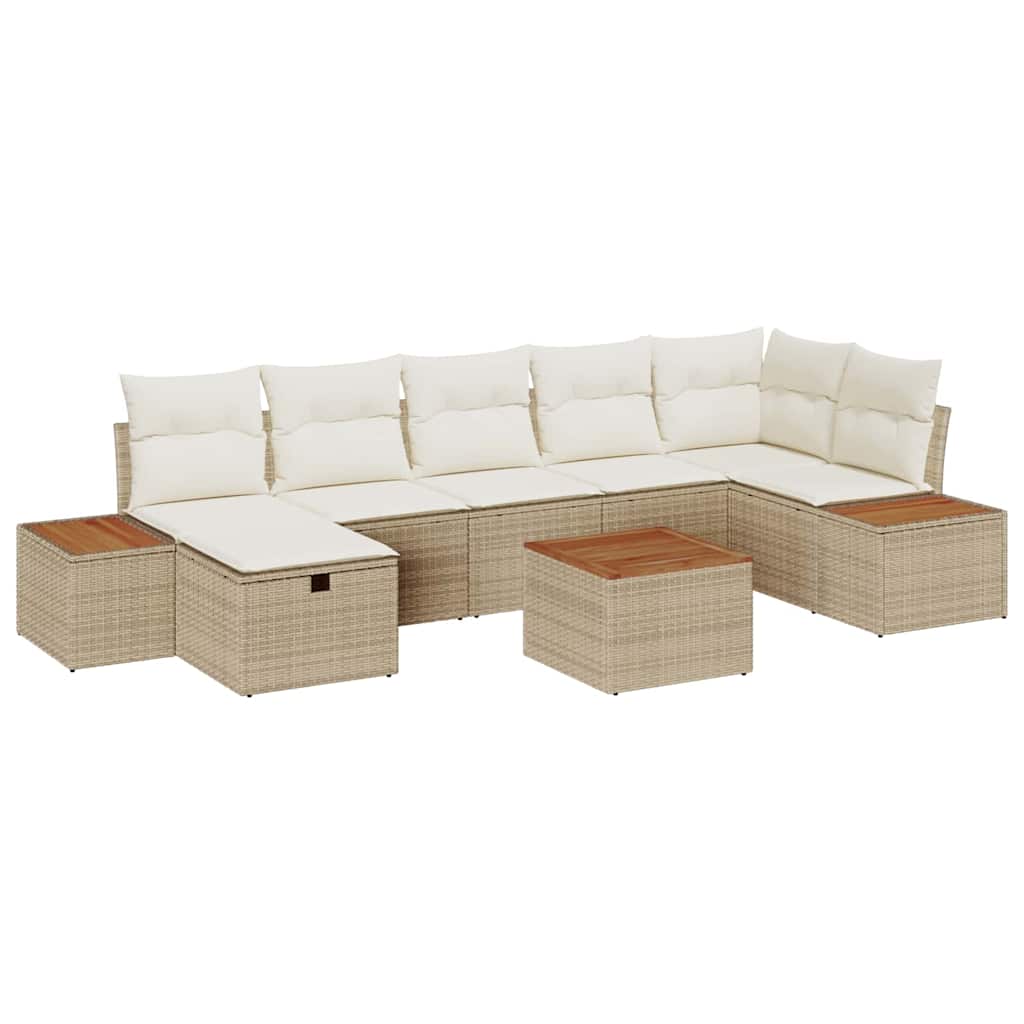 Set Divano da Giardino con cuscino 8 pcs Beige polyrattan - homemem39