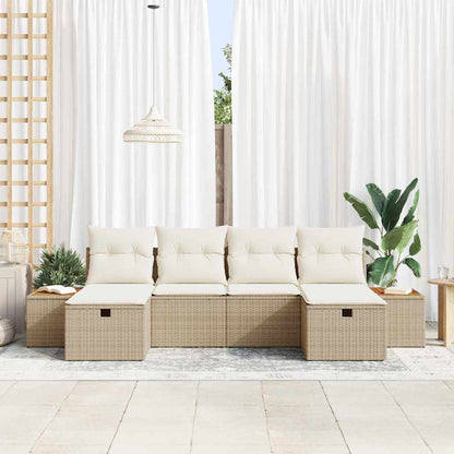 Set Divano da Giardino con cuscino 6 pcs Beige Poly Rattan - homemem39