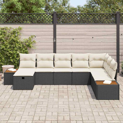 Set Divano da Giardino con cuscino 8 pcs Nero Poly Rattan - homemem39