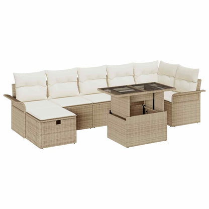 Set Divano da Giardino con cuscino 8 pcs Beige Poly Rattan - homemem39