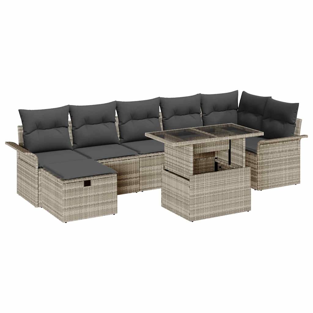 Set Divano da Giardino 8 pcs Grigio chiaro Poly Rattan - homemem39
