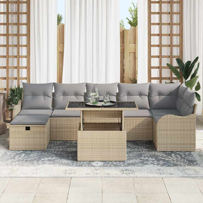 Set Divano da Giardino con cuscino 8 pcs Beige Poly Rattan - homemem39