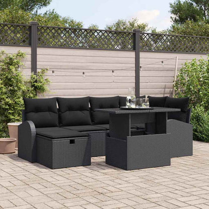 Set Divano da Giardino 7 pz Nero polyrattan | homemem39