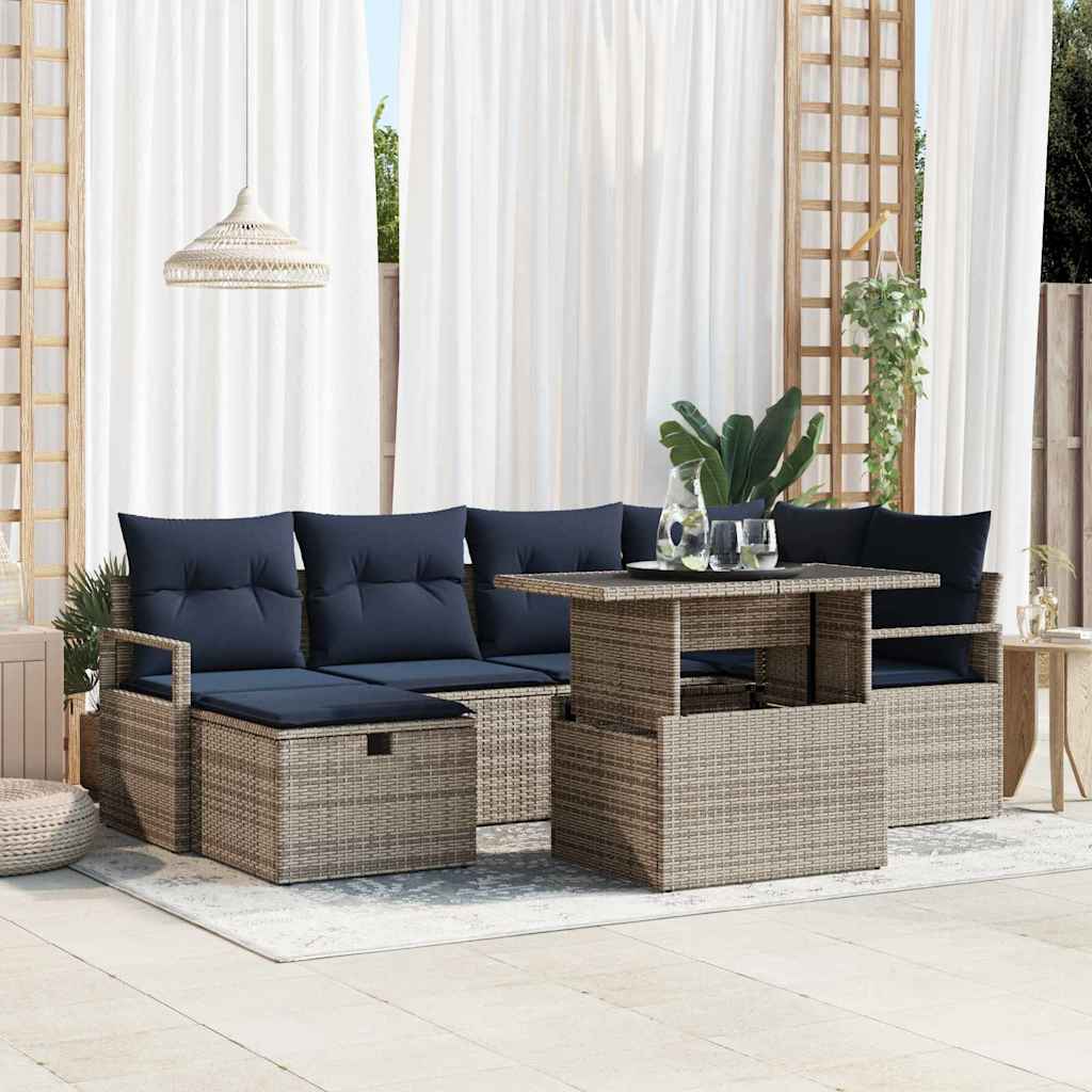Set Divano da Giardino con cuscino 7 pcs polyrattan