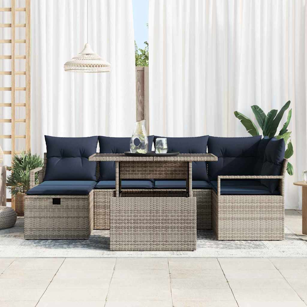Set Divano da Giardino con cuscino 7 pcs polyrattan | homemem39