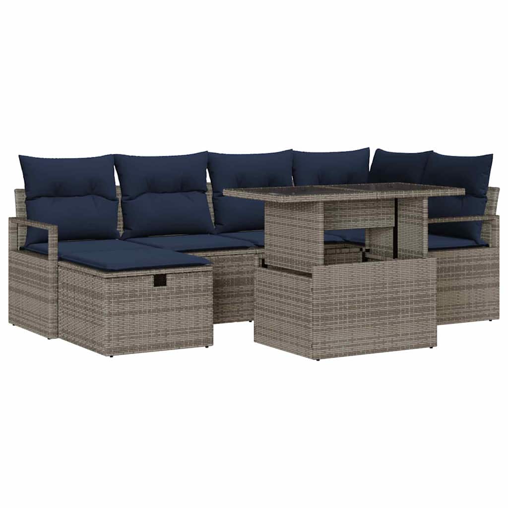 Set Divano da Giardino con cuscino 7 pcs polyrattan | homemem39