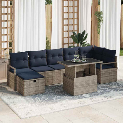 Set Divano da Giardino con cuscino 8 pcs Grigio Poly Rattan | homemem39