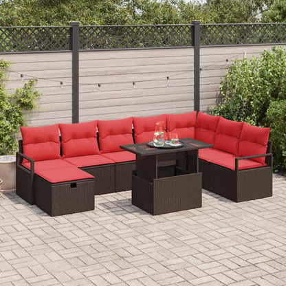 Set Divano da Giardino con cuscino 9 pcs polyrattan