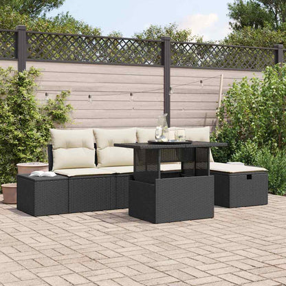Set Divano da Giardino 6 pcs Nero Poly Rattan - homemem39