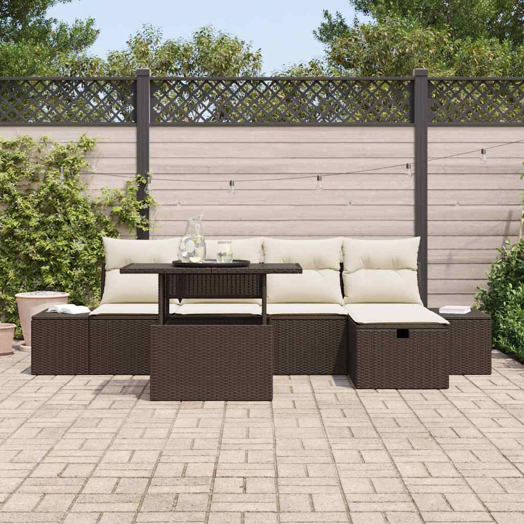 Set Divano da Giardino 6 pcs Marrone Poly Rattan - homemem39