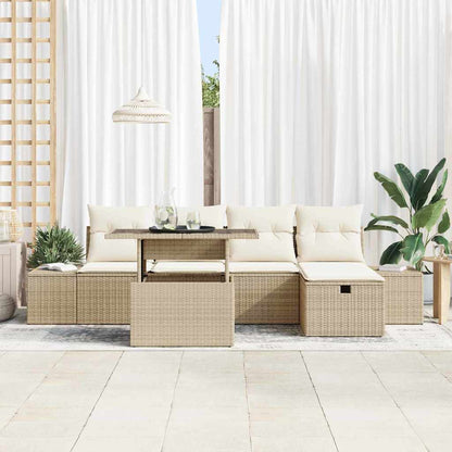 Set Divano da Giardino 6 pcs Beige Poly Rattan - homemem39