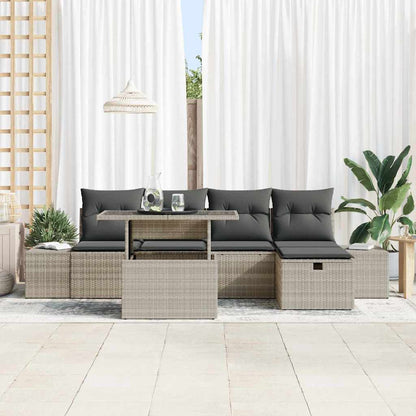 Set Divano da Giardino 6 pcs Grigio chiaro Poly Rattan - homemem39