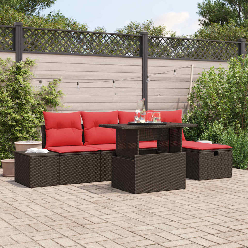 Set Divano da Giardino con cuscino 6 pcs polyrattan