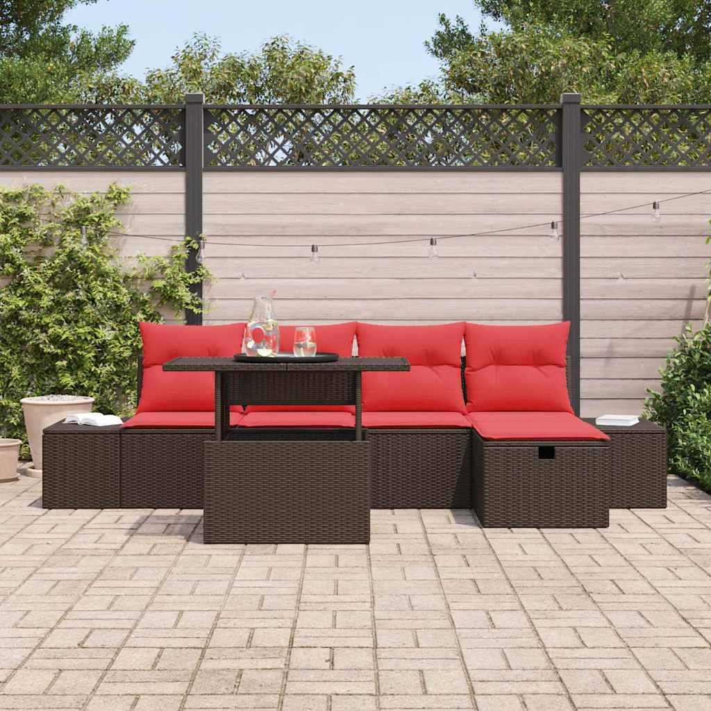 Set Divano da Giardino con cuscino 6 pcs polyrattan | homemem39