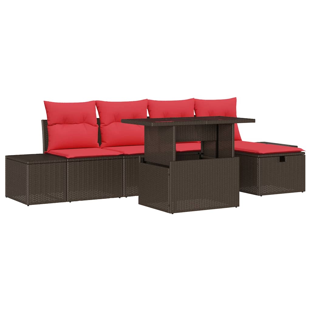 Set Divano da Giardino con cuscino 6 pcs polyrattan | homemem39